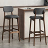2 Piece Set Dark Gray-Walnut Leathaire Counter Stool(25"H) Walnut Set of 2 Upholstered Rubberwood Counter & Bar Stools with Backrest and Footrest Image - 10