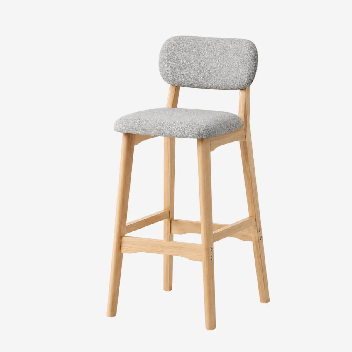 Set of 2 Upholstered Rubberwood Counter & Bar Stools with Backrest and Footrest Image - 12