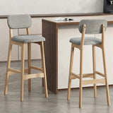 2 Piece Set Grey-Nature Cotton-linen Counter Stool(25"H) Walnut Set of 2 Upholstered Rubberwood Counter & Bar Stools with Backrest and Footrest Image - 13