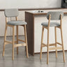 2 Piece Set Grey-Nature Cotton-linen Counter Stool(25"H) Walnut Set of 2 Upholstered Rubberwood Counter & Bar Stools with Backrest and Footrest Image - 13