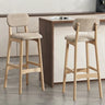 2 Piece Set Khaki-Nature Cotton-linen Counter Stool(25"H) Walnut Set of 2 Upholstered Rubberwood Counter & Bar Stools with Backrest and Footrest Image - 14