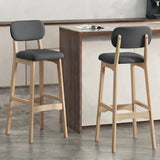 2 Piece Set Dark Grey-Nature Leathaire Counter Stool(25"H) Walnut Set of 2 Upholstered Rubberwood Counter & Bar Stools with Backrest and Footrest Image - 16