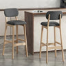 2 Piece Set Dark Grey-Nature Leathaire Counter Stool(25"H) Walnut Set of 2 Upholstered Rubberwood Counter & Bar Stools with Backrest and Footrest Image - 16