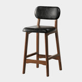 Set of 2 Upholstered Rubberwood Counter & Bar Stools with Backrest and Footrest Image - 2