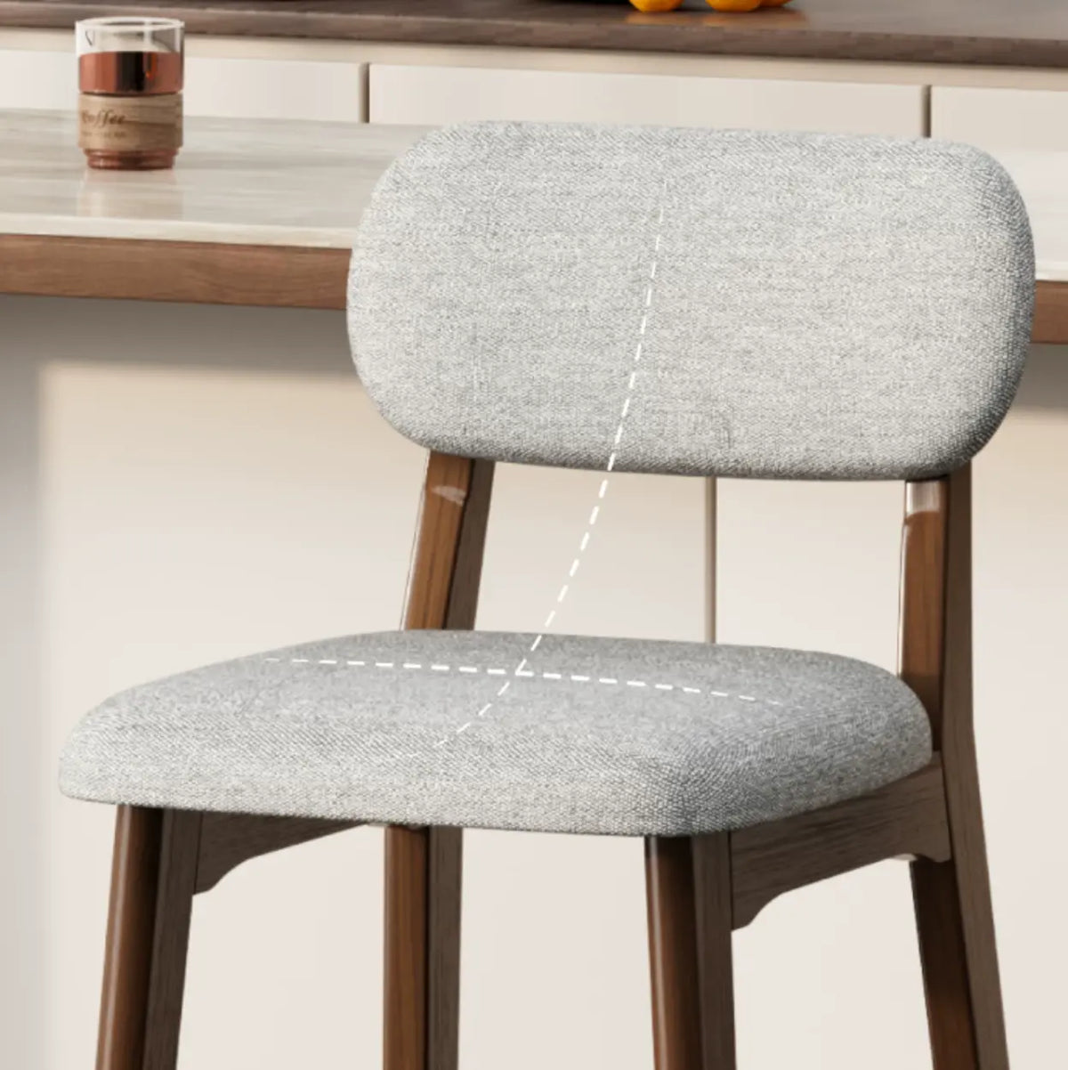 Set of 2 Upholstered Rubberwood Counter & Bar Stools with Backrest and Footrest Image - 4