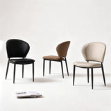 Shell Back Leather Upholstered Dining Chairs Set of 2 Image - 1