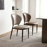 Shell Back Leather Upholstered Dining Chairs Set of 2 Image - 2