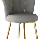 Shell Solid Back Upholstered Dining Chair with Gold Leg Image - 13