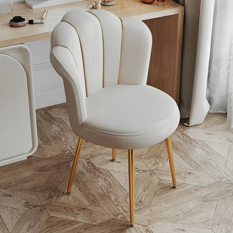 Shell Solid Back Upholstered Dining Chair with Gold Leg Image - 2