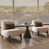 Sherpa White Removable Cushion Lounge Accent Chair with Pillow Image - 10
