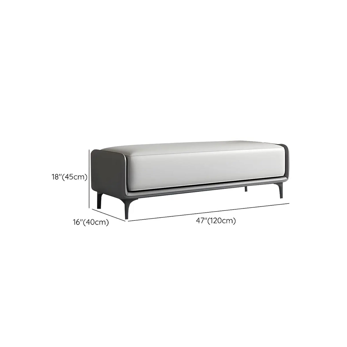 Short Grey Leather Upholstered Bedroom Bench with Legs Image - 13