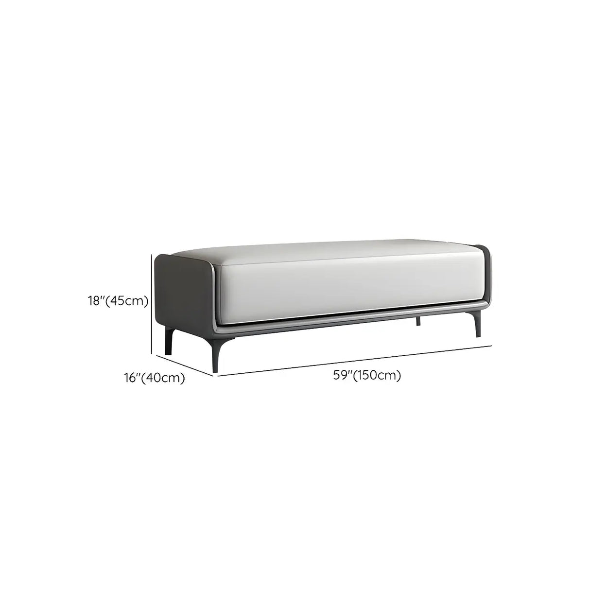 Short Grey Leather Upholstered Bedroom Bench with Legs Image - 14