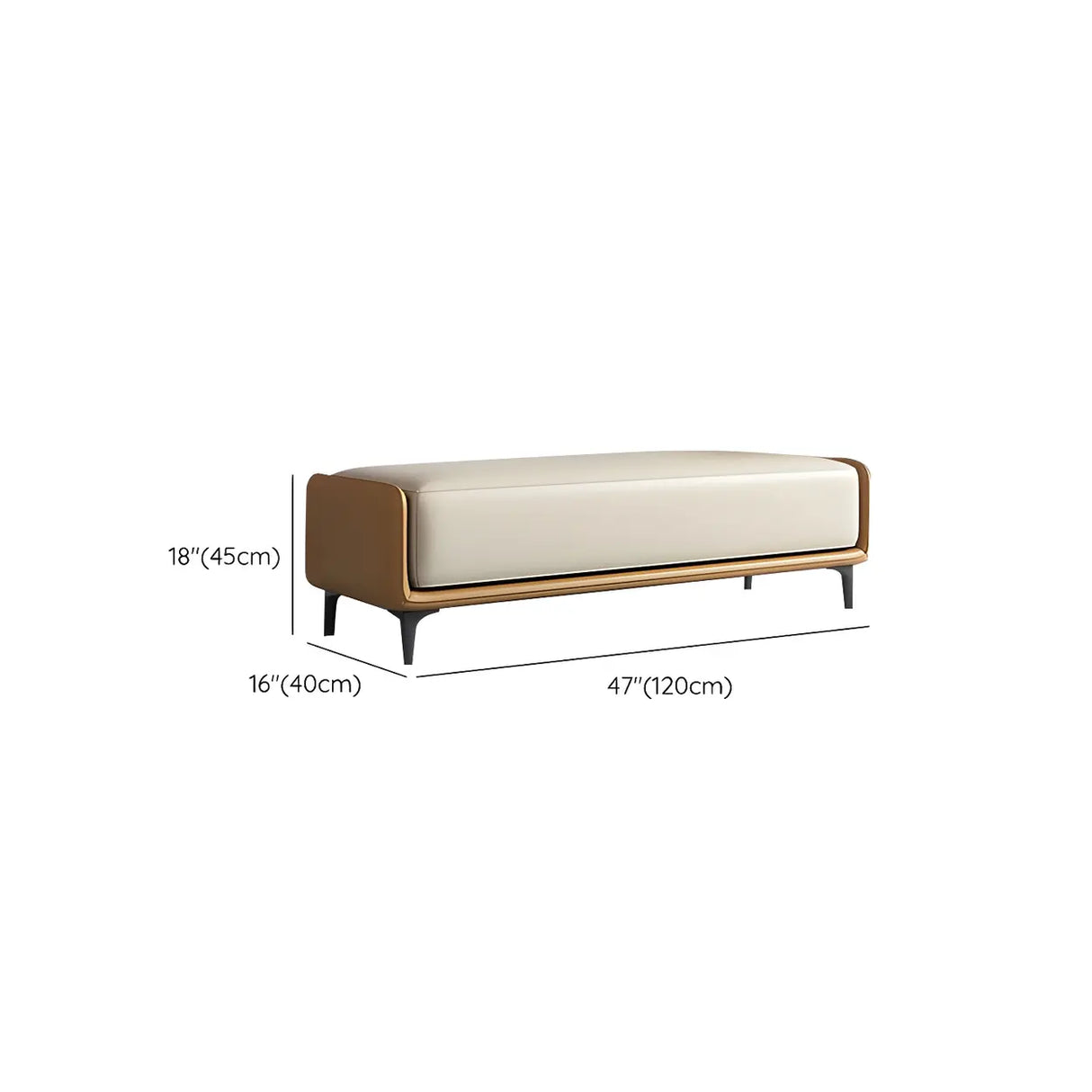 Short Grey Leather Upholstered Bedroom Bench with Legs Image - 17