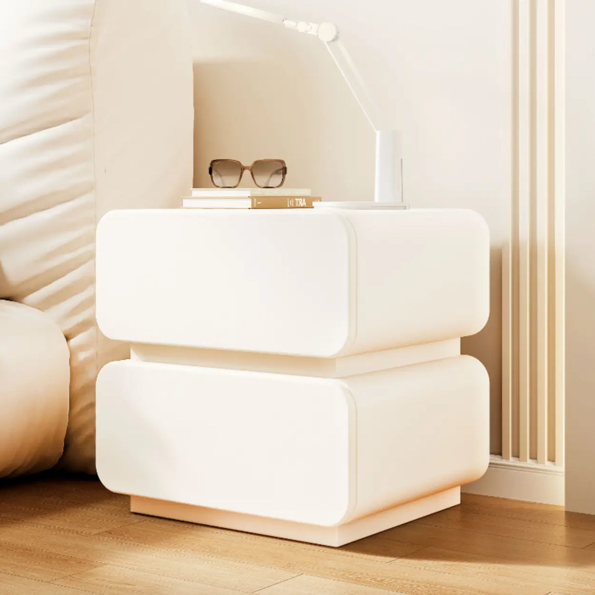 Short Height Wood Frame Two Drawers Kids Nightstand Image - 4