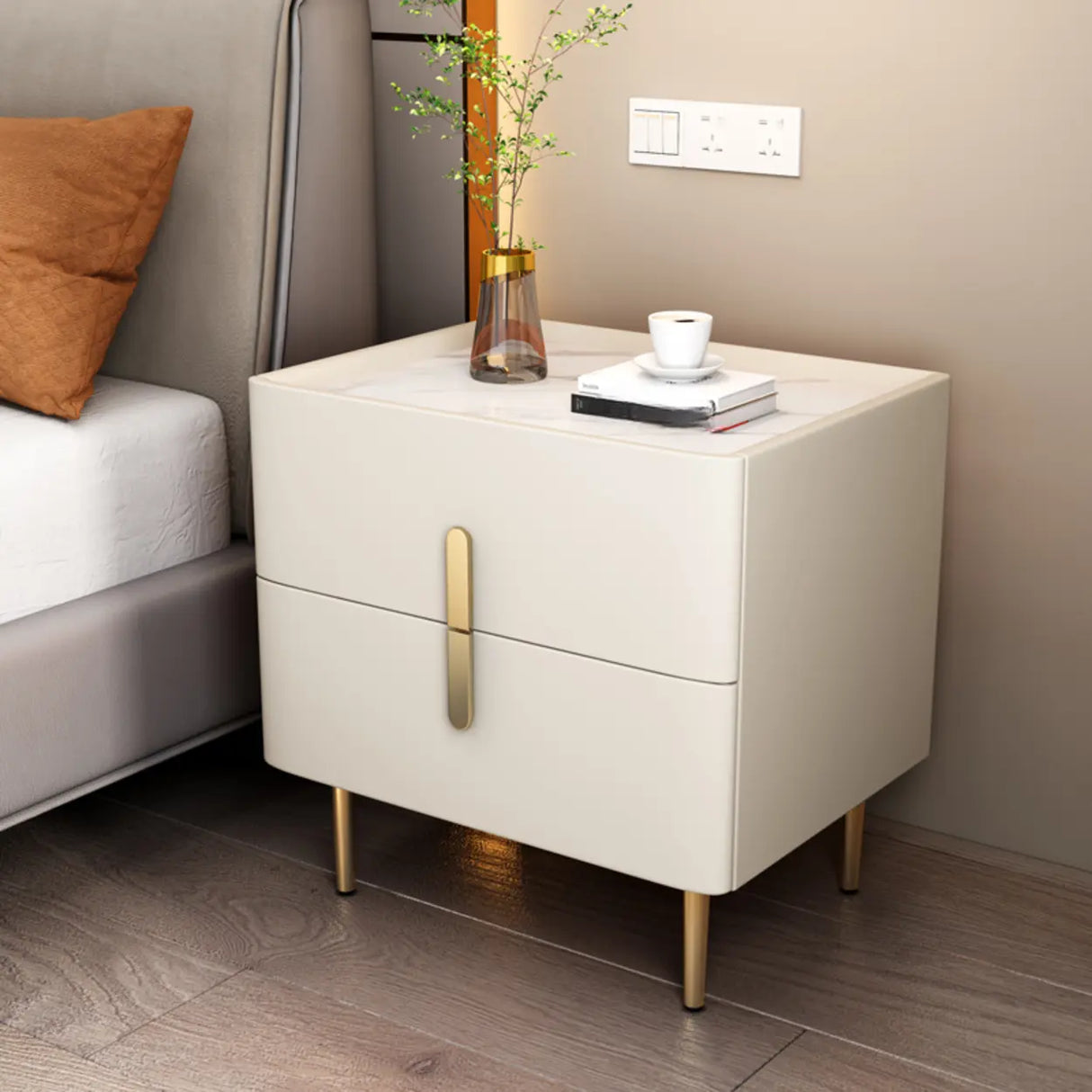 Short Height Wood Nightstand with Drawer Storage Image - 11