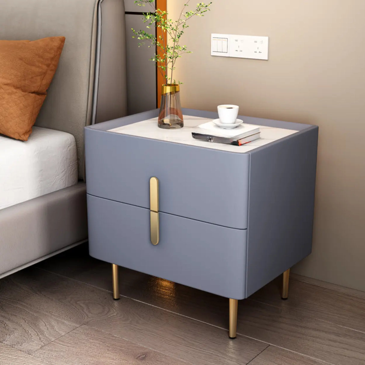 Short Height Wood Nightstand with Drawer Storage Image - 15