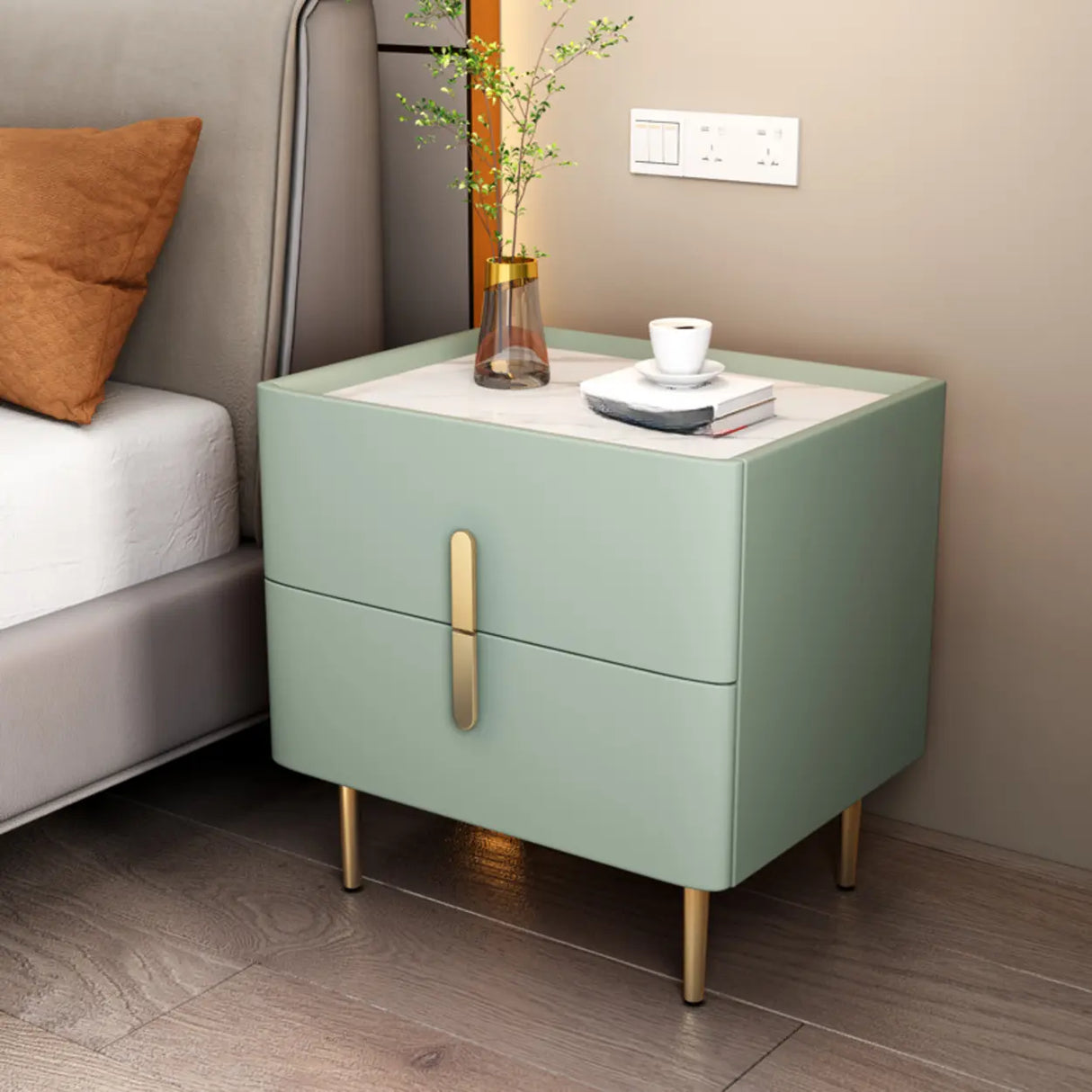 Short Height Wood Nightstand with Drawer Storage Image - 16