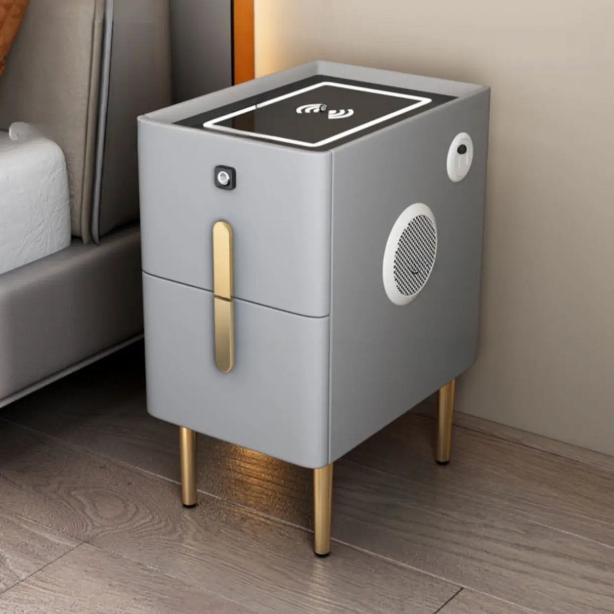 Short Height Wood Nightstand with Drawer Storage Image - 4