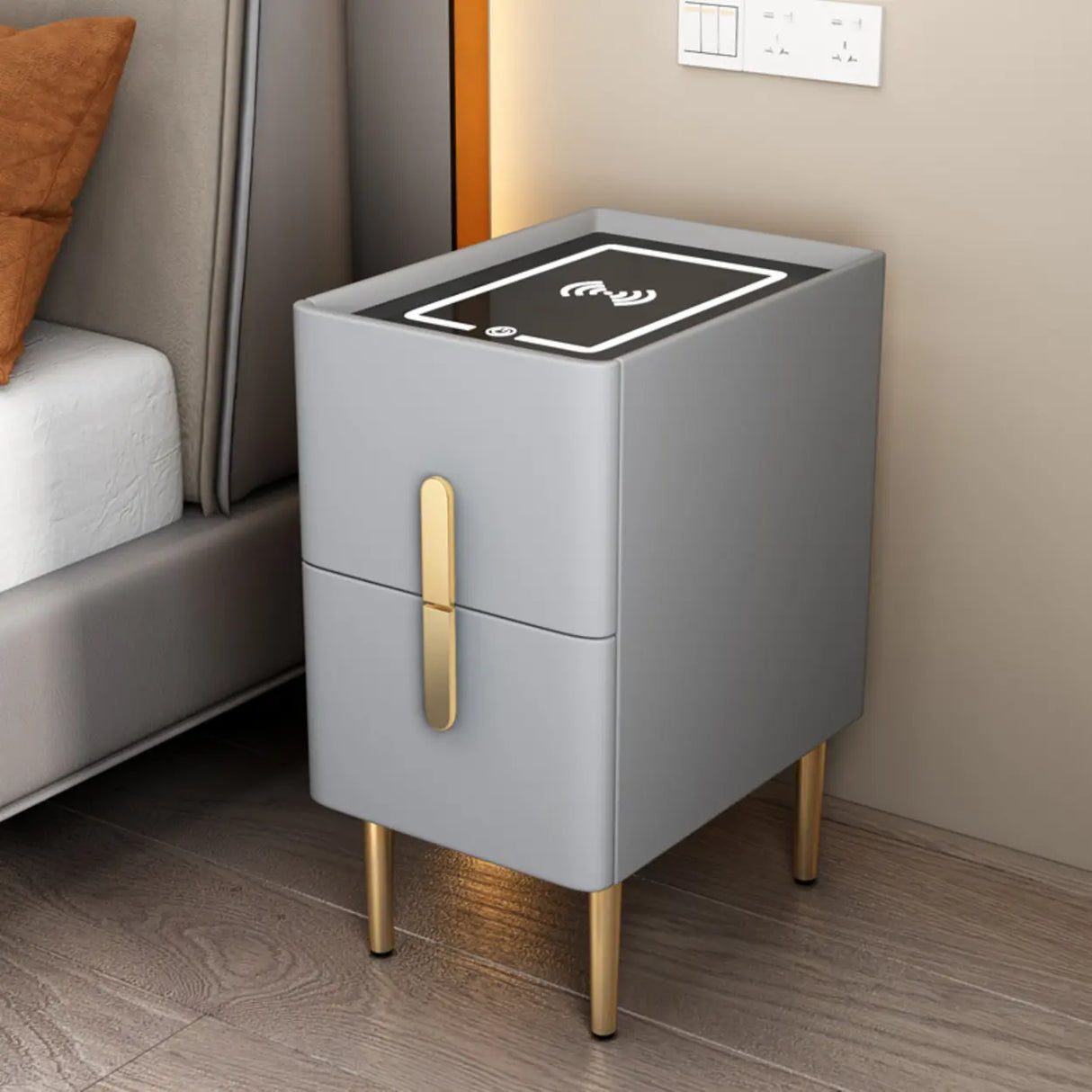 Short Height Wood Nightstand with Drawer Storage Image - 5