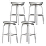 Silver Aluminum Round Backless Counter Bar Stools Image - 20