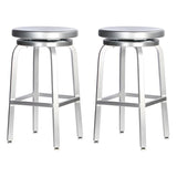 Silver Aluminum Round Backless Counter Bar Stools Image - 9