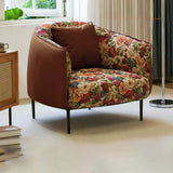 Silver Four Legs Leather Pillow Back Accent Chair Image - 11