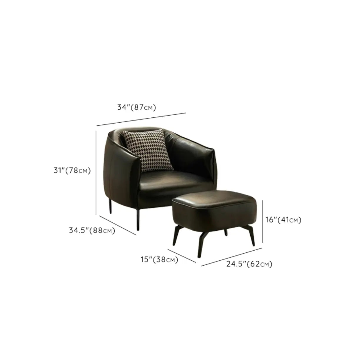 Silver Four Legs Leather Pillow Back Accent Chair 
