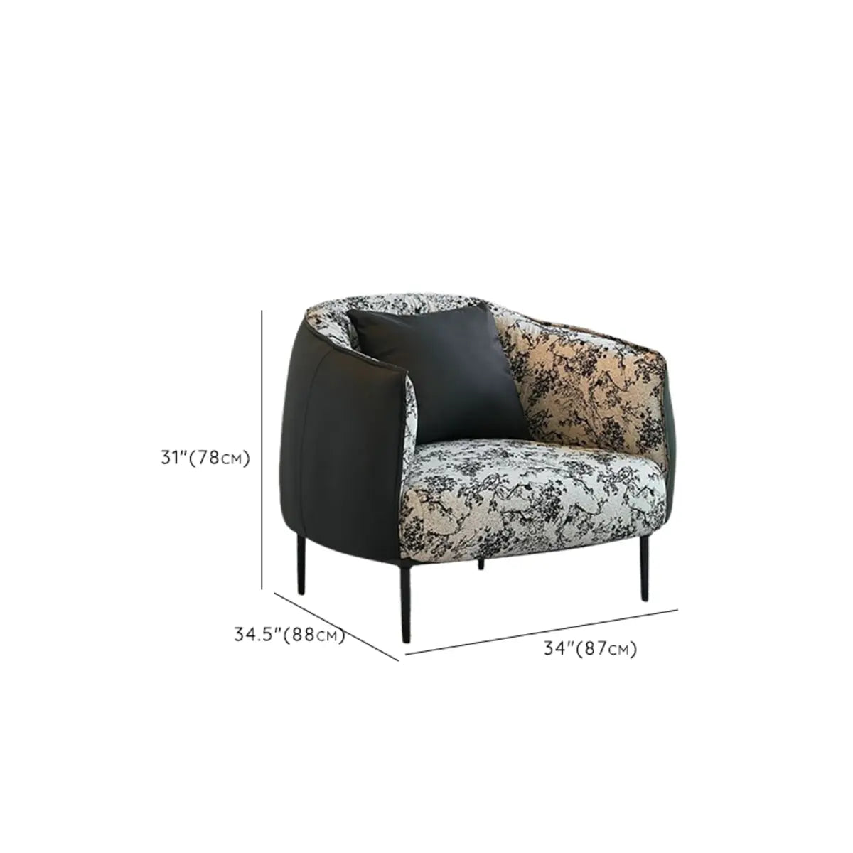 Silver Four Legs Leather Pillow Back Accent Chair Image - 33