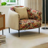 Silver Four Legs Leather Pillow Back Accent Chair Image - 9