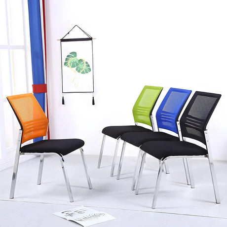 Silver Legs Ergonomic Modern Mesh Armless Office Chair Image - 1