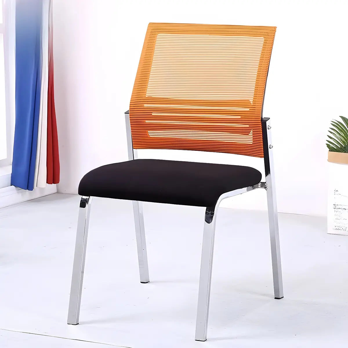 Silver Legs Ergonomic Modern Mesh Armless Office Chair Image - 11
