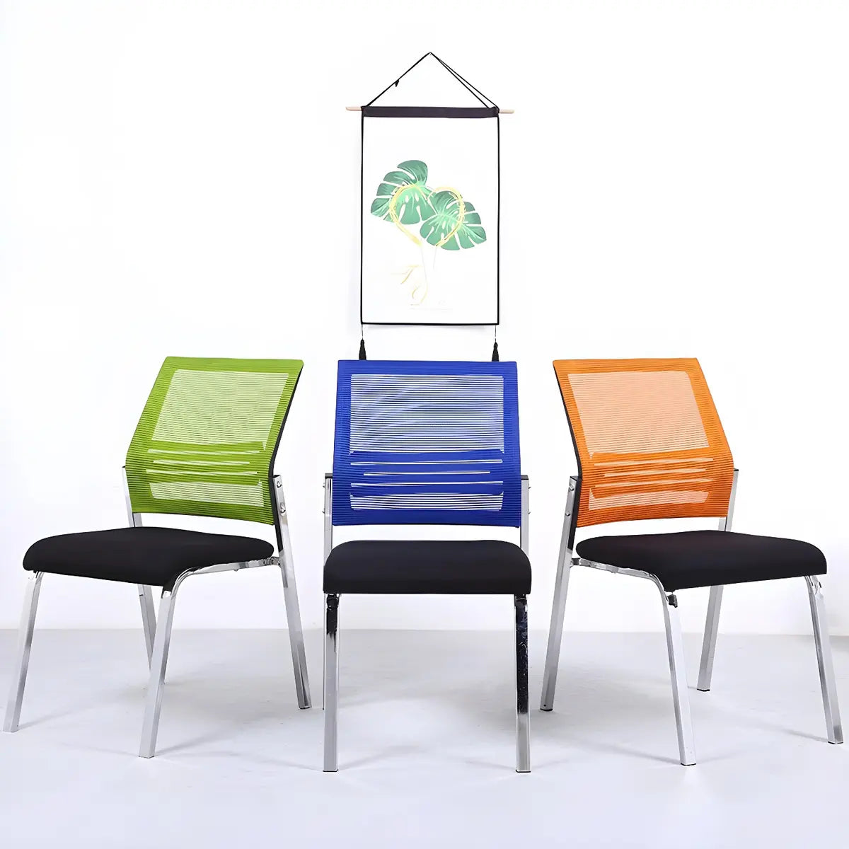 Silver Legs Ergonomic Modern Mesh Armless Office Chair Image - 4