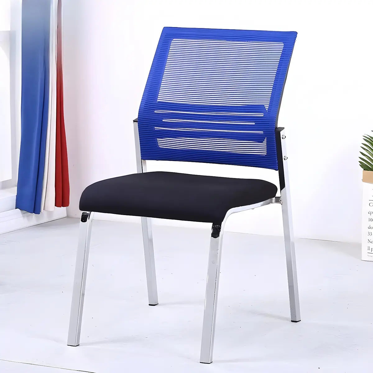 Silver Legs Ergonomic Modern Mesh Armless Office Chair Image - 5