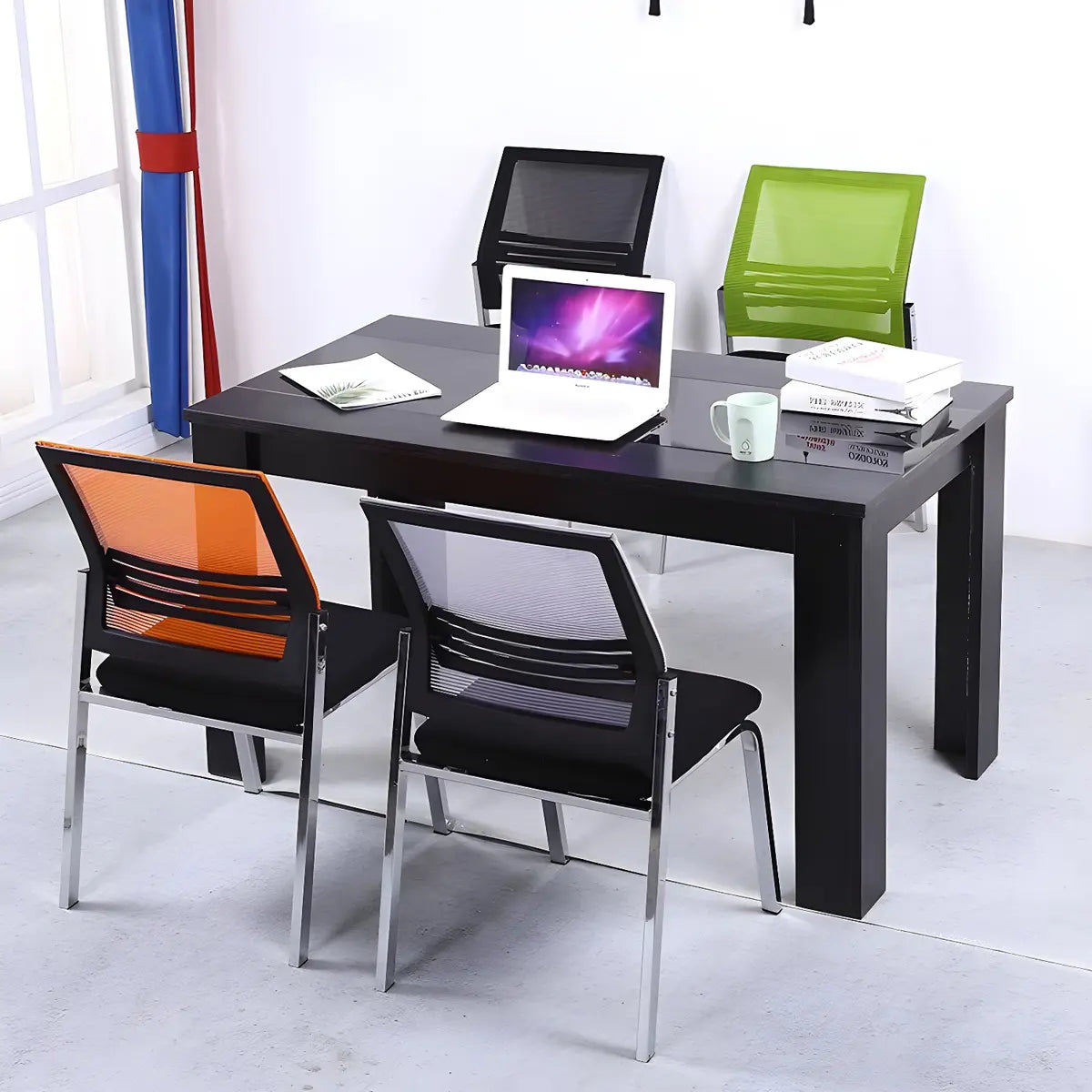 Silver Legs Ergonomic Modern Mesh Armless Office Chair Image - 6
