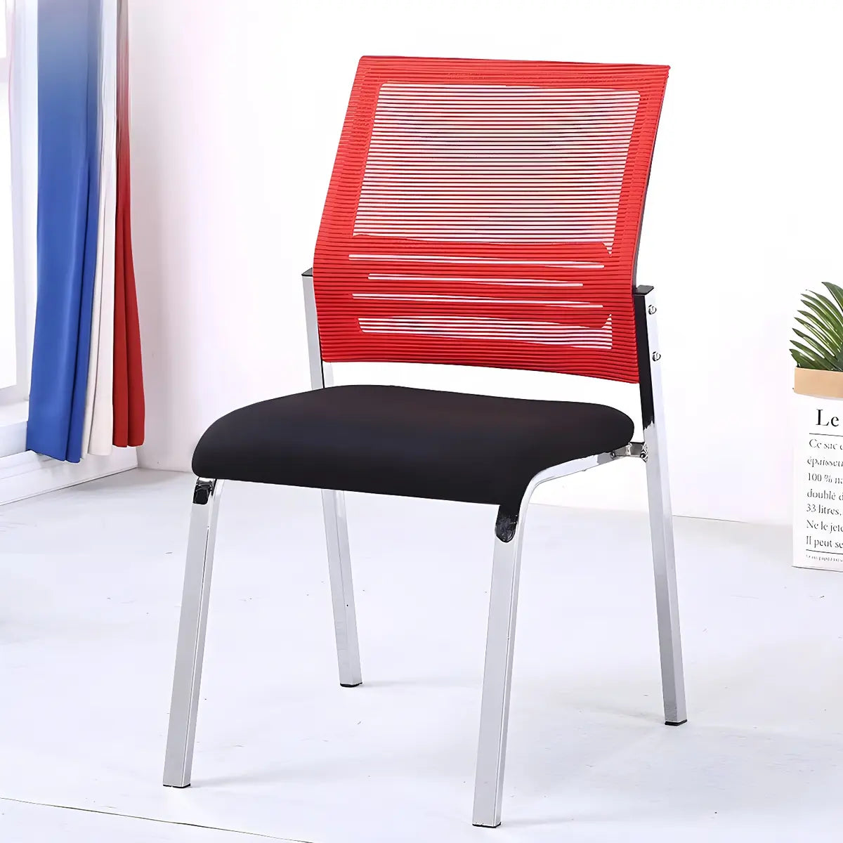 Silver Legs Ergonomic Modern Mesh Armless Office Chair Image - 7