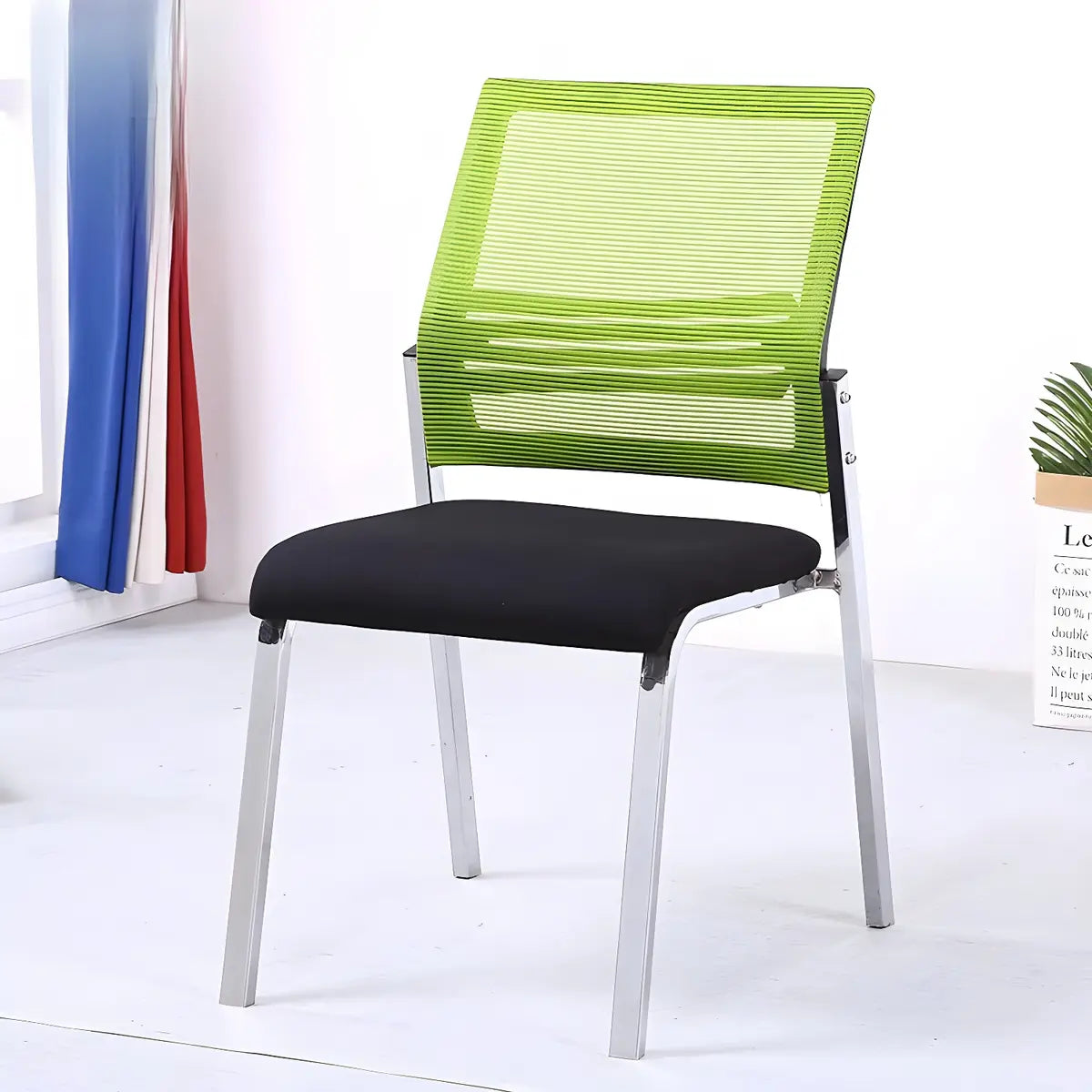 Silver Legs Ergonomic Modern Mesh Armless Office Chair Image - 9