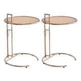 Silver Round Glass Adjustable Height C-Shaped End Table Image - 9
