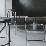 Silver Round Stainless Steel Backless Bar Stool Image - 10