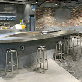 Silver Round Stainless Steel Backless Bar Stool Image - 12