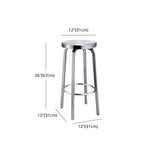 Silver Round Stainless Steel Backless Bar Stool #size