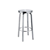 Silver Round Stainless Steel Backless Bar Stool Image - 2