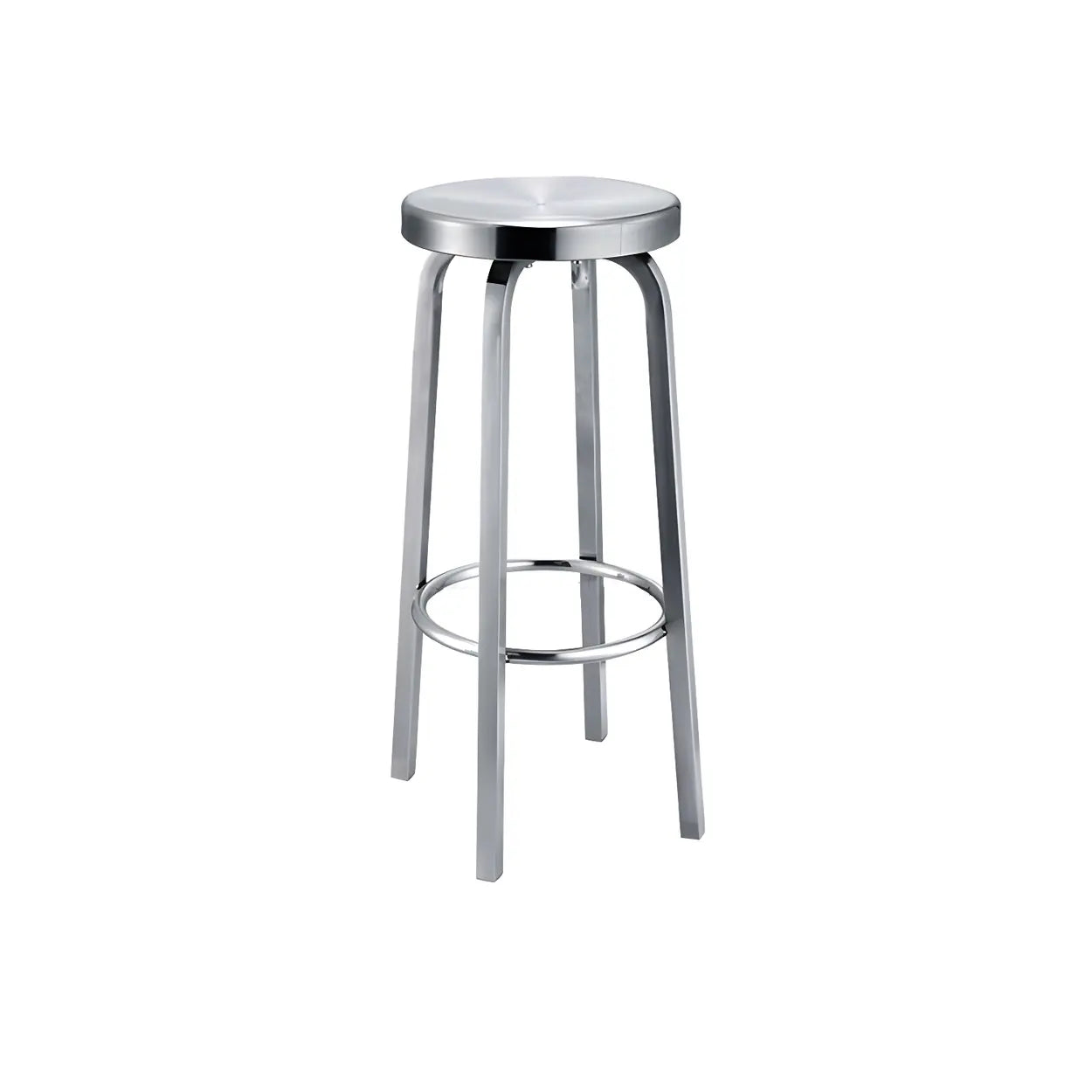 Silver Round Stainless Steel Backless Bar Stool Image - 3