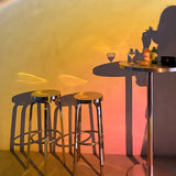 Silver Round Stainless Steel Backless Bar Stool Image - 4