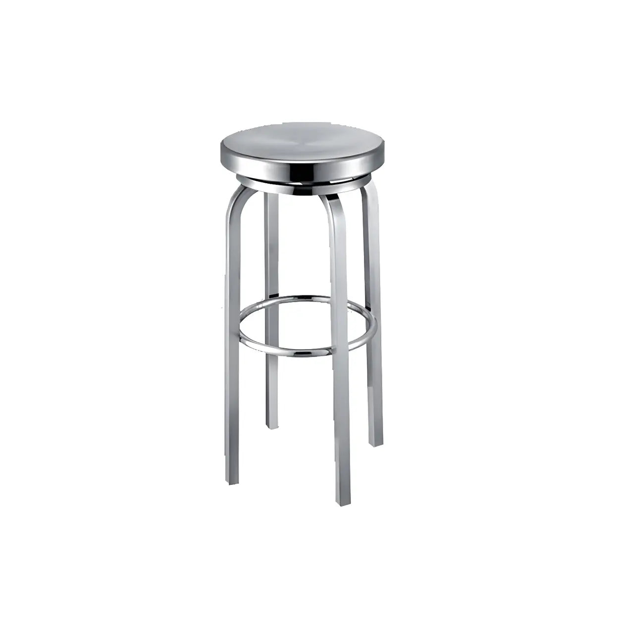 Silver Round Stainless Steel Backless Bar Stool Image - 5