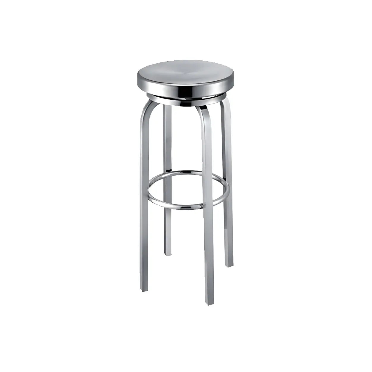 Silver Round Stainless Steel Backless Bar Stool Image - 8