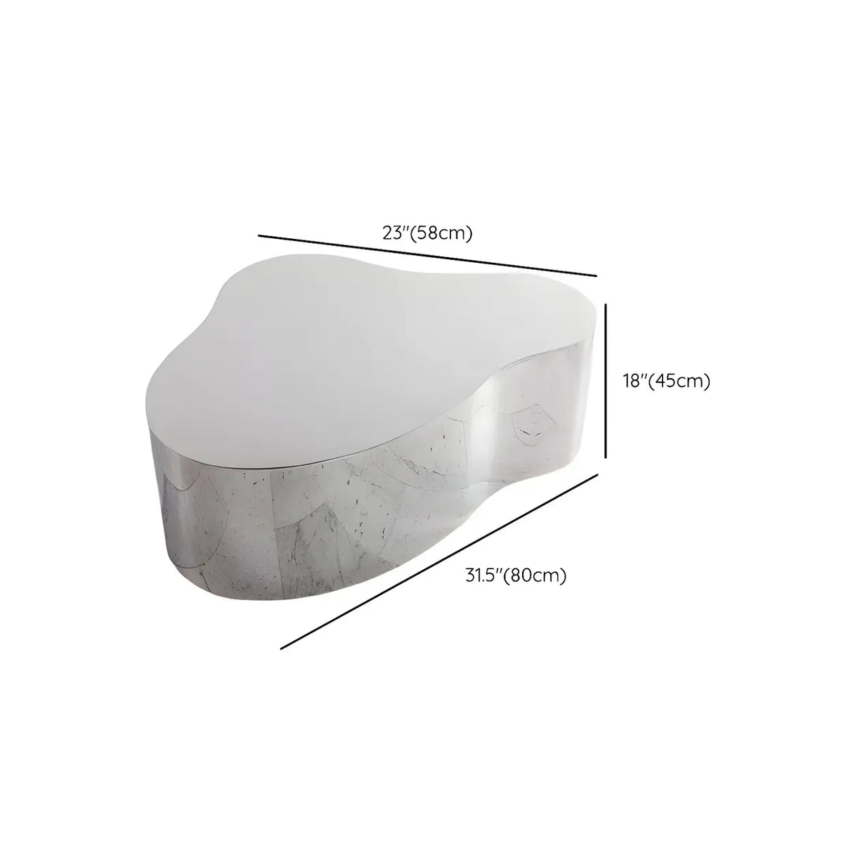 Silver Stainless Steel Free Form Abstract Coffee Table 