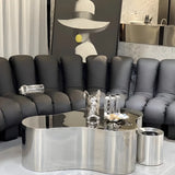 Silver Stainless Steel Free Form Abstract Coffee Table Image - 6