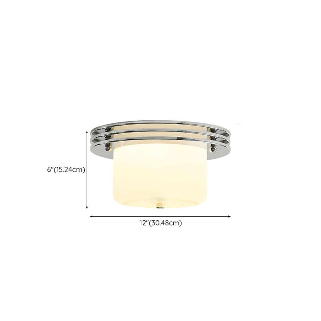 Silver White Glass Cylinder Flush Mount Ceiling Light 
