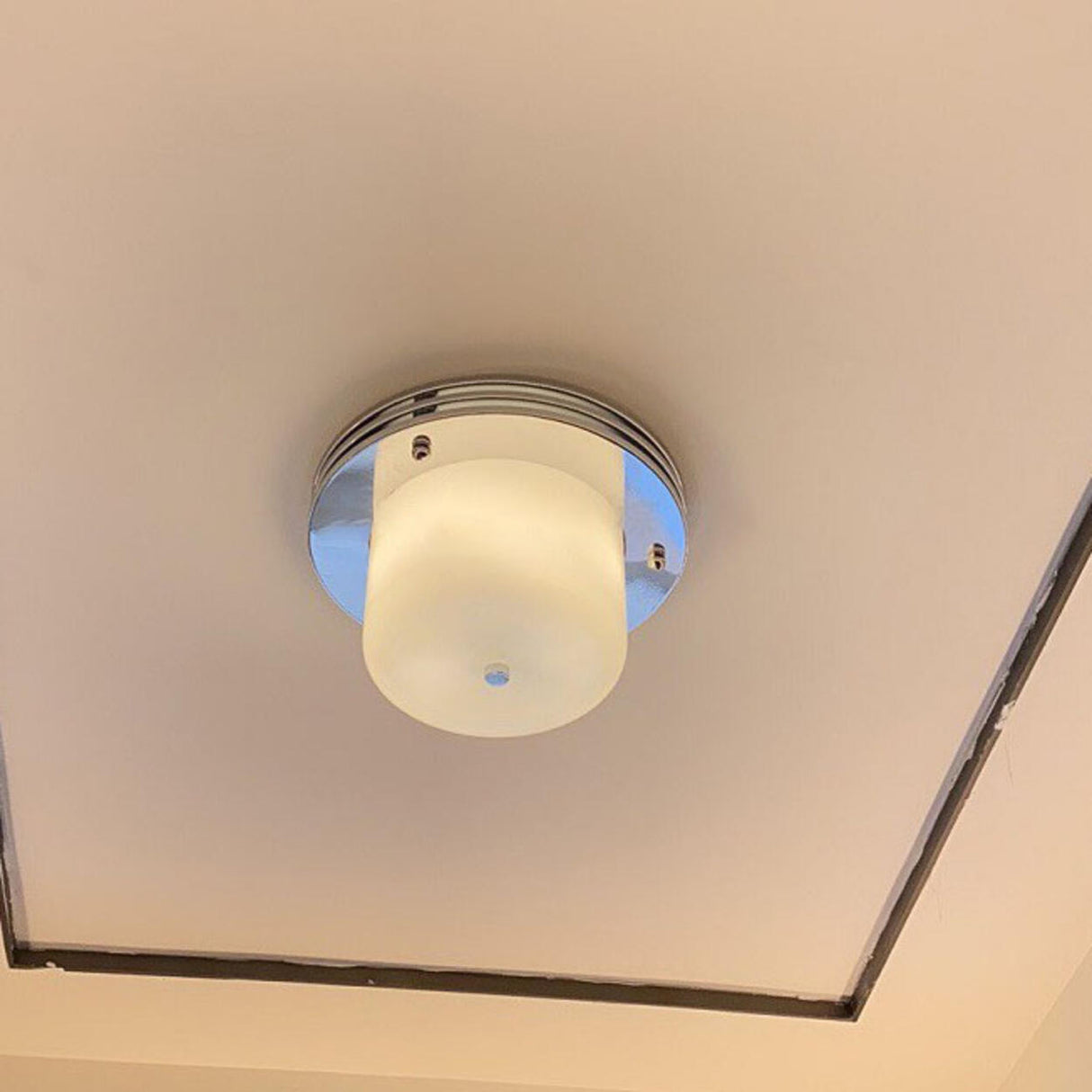 Silver White Glass Cylinder Flush Mount Ceiling Light Image - 3