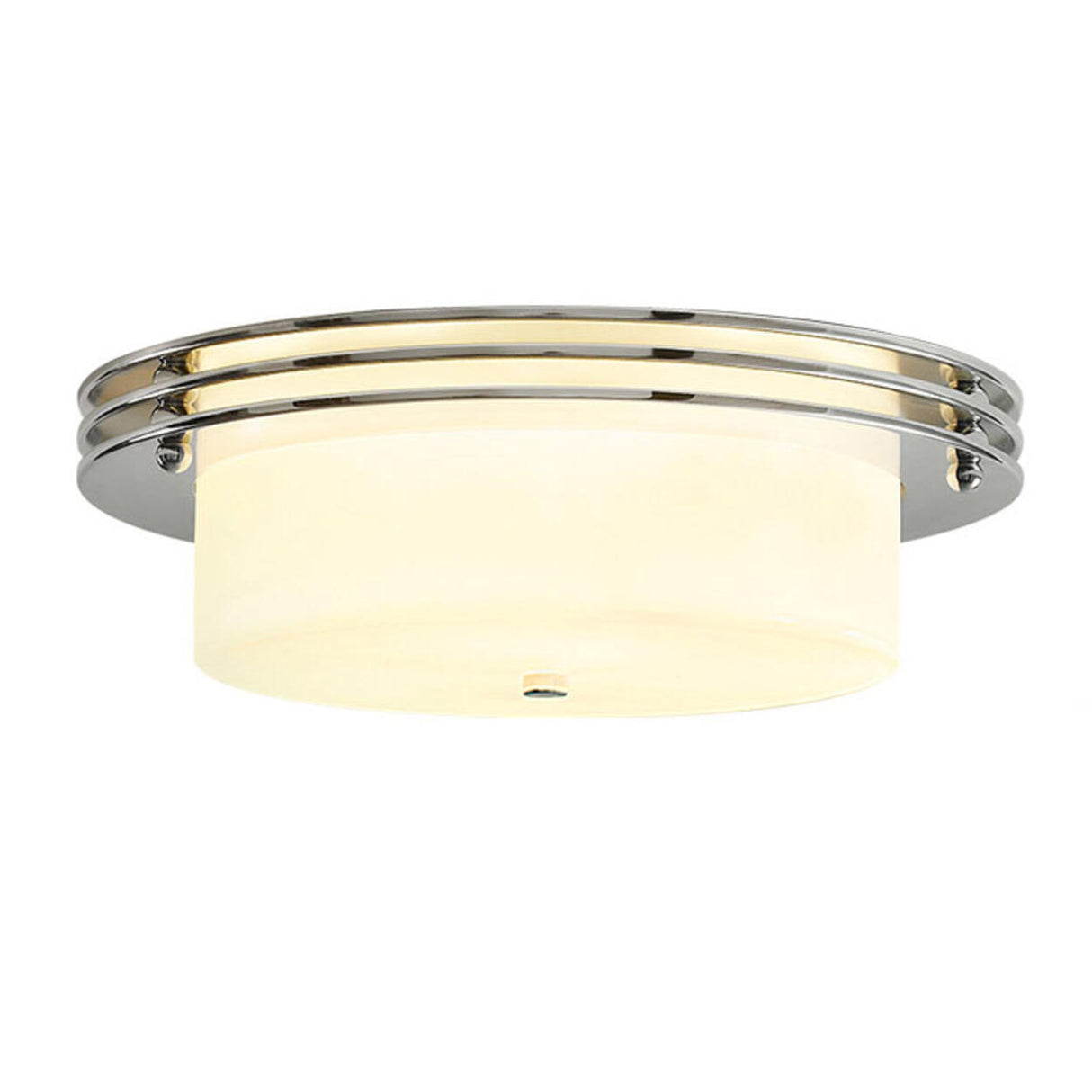 Silver White Glass Cylinder Flush Mount Ceiling Light Image - 6